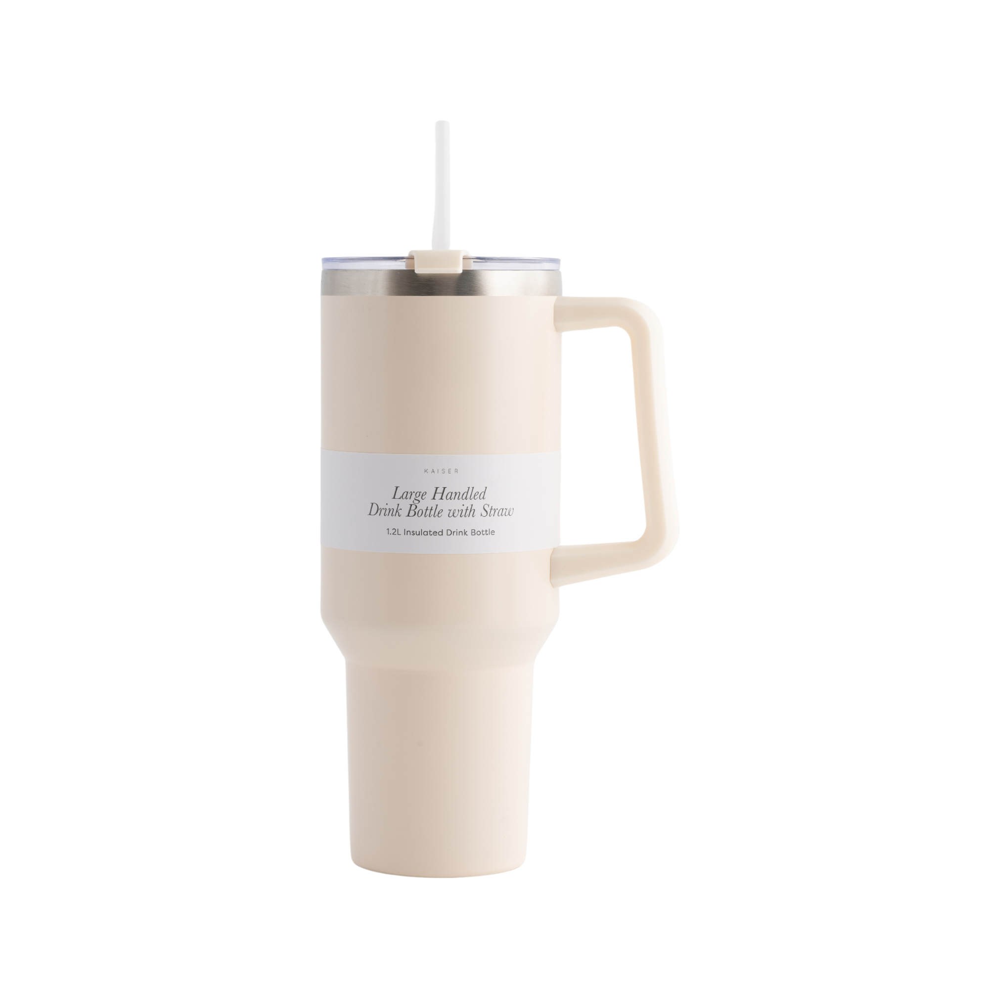 House Series Large Handled Drink Bottle with Straw 1.2lt - BEIGE